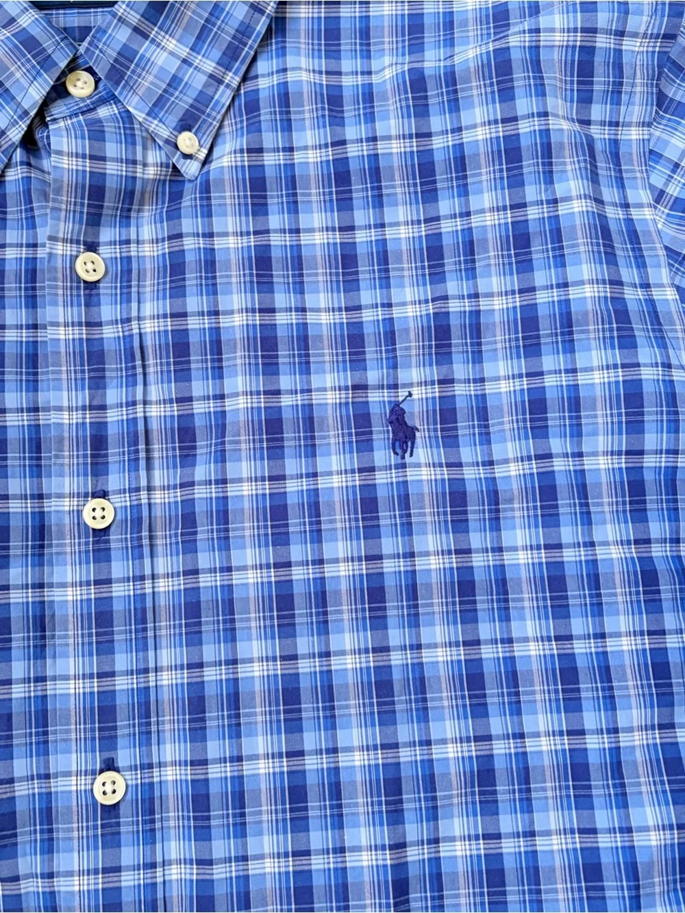 Polo Ralph Lauren Shirt Mens XL Blue Plaid Long Sleeve Button Down